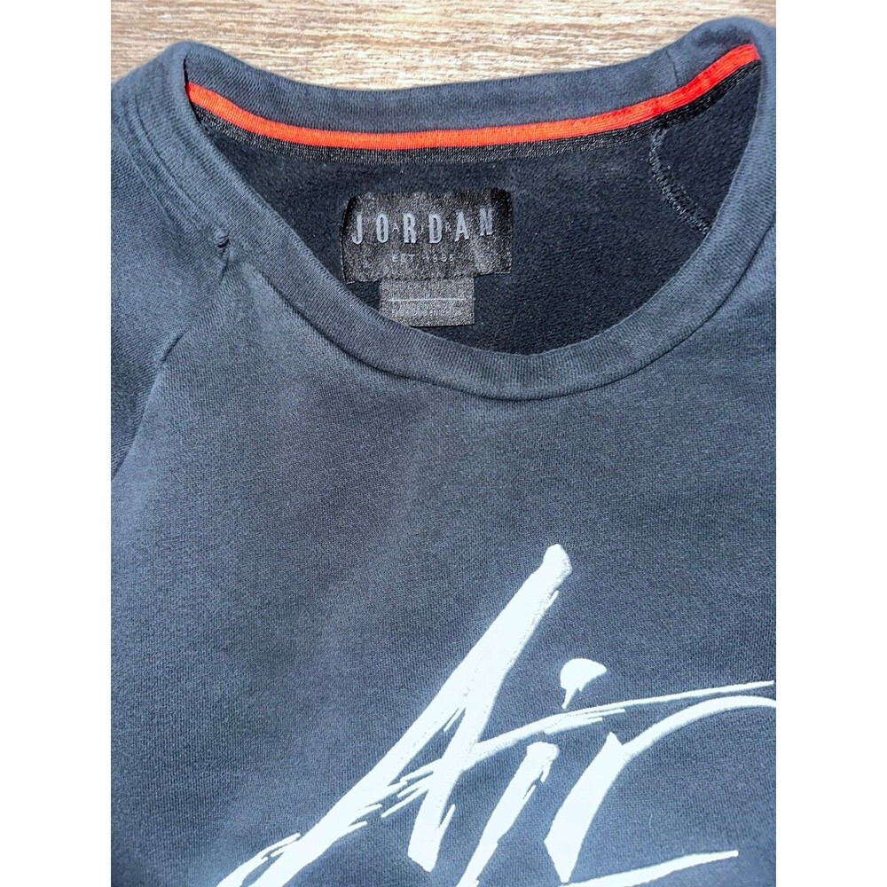 Nike Air Jordan Jumpman Embr Long Sleeve Crew Sweatshirt Black Fleece Men L - Picture 2 of 3